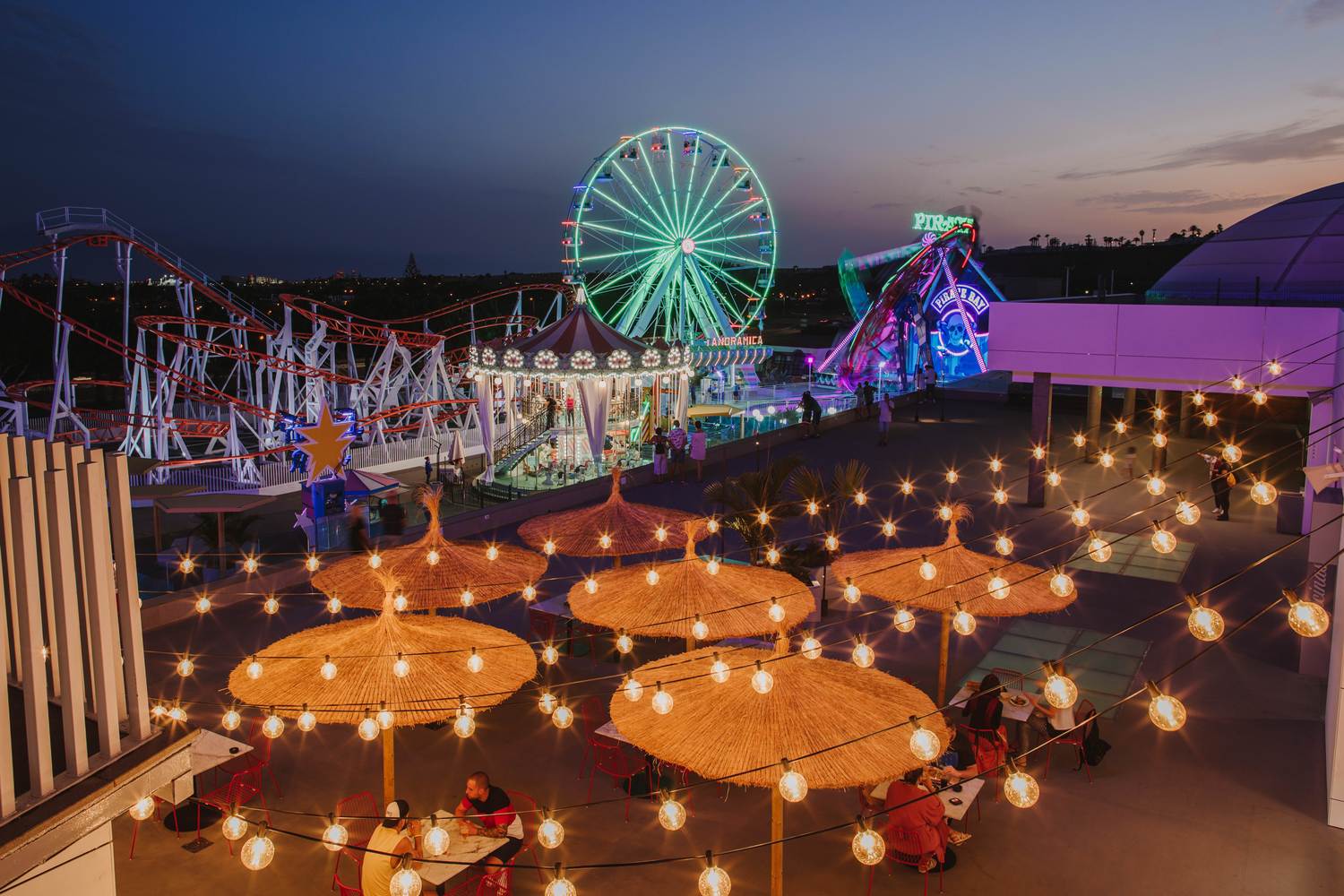 amusement park at night