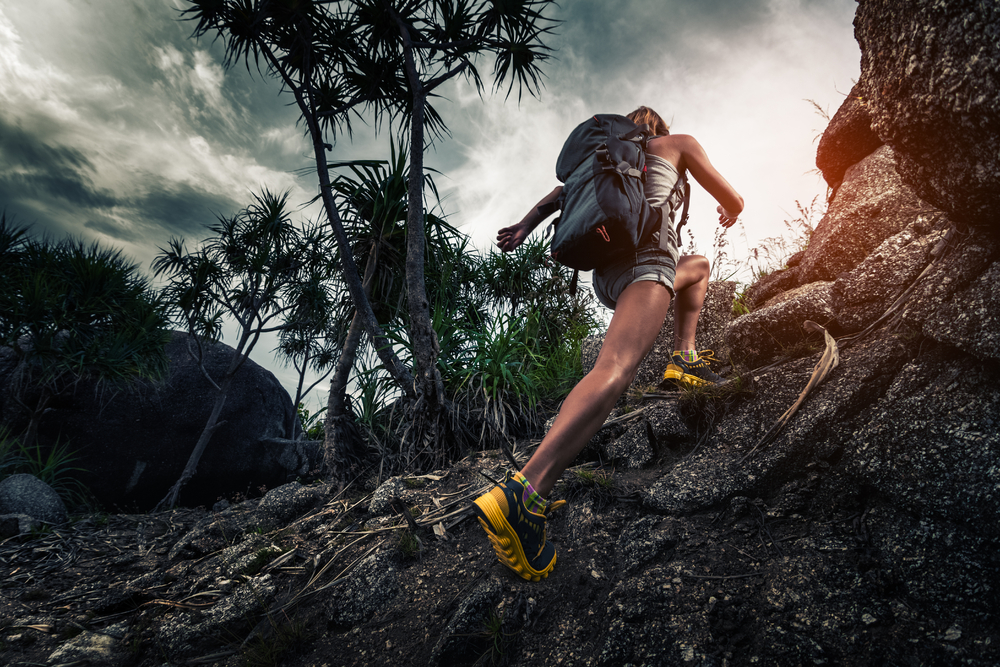 extreme walking in the mountains